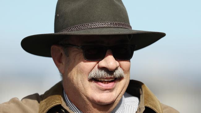 SYDNEY, AUSTRALIA - JULY 06: Trainer John Sargent celebrates after Molly Bourke riding Ningaloo Star wins Race 3 Midway during Sydney Racing at Royal Randwick Racecourse on July 06, 2024 in Sydney, Australia. (Photo by Jeremy Ng/Getty Images)