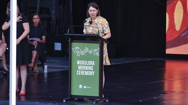 NSW Premier Gladys Berejiklian speaks at WugulOra Morning Ceremony at Barangaroo Reserve Picture: NCA NewsWire/Flavio Brancaleone