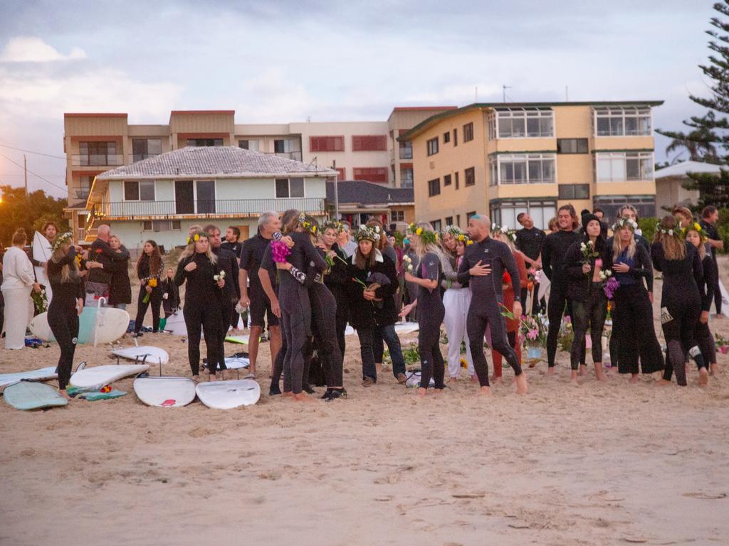 Plenty turned out for the paddle out.