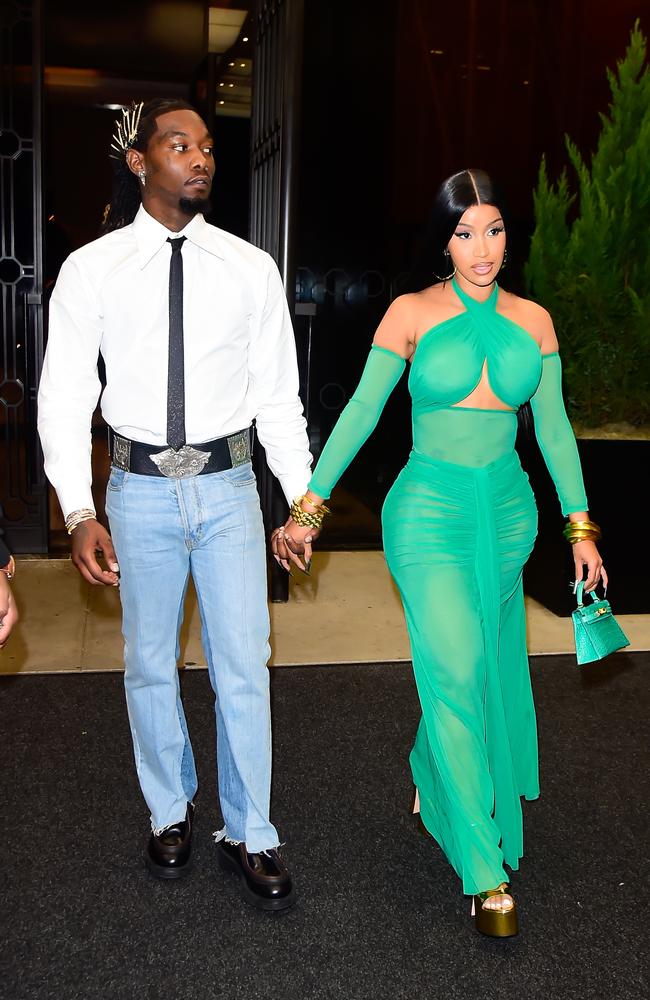 Offset and Cardi B arrive at their afterparty at Somewhere Nowhere in New York City. Picture: Raymond Hall/GC Images