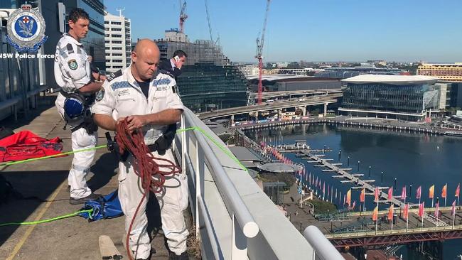 Officers tried to recreate the woman’s fall from the five-star Sydney hotel.