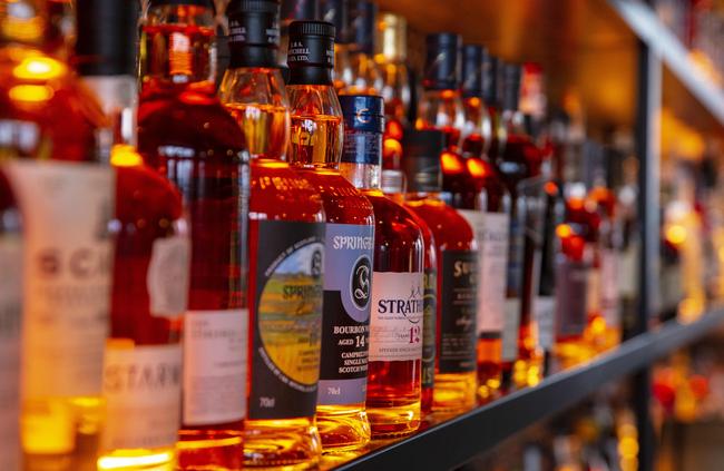 The bar is well stocked with a range of spirits.