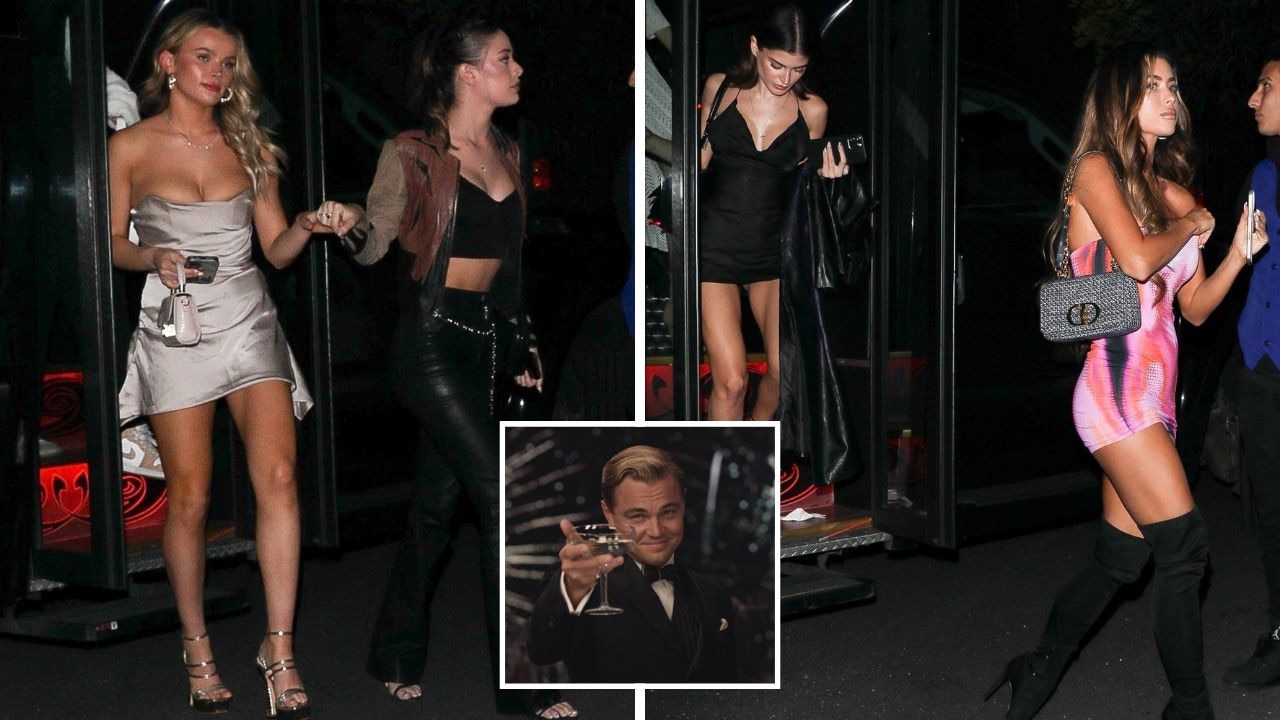 Busload of babes arrive at Leonardo DiCaprio birthday party