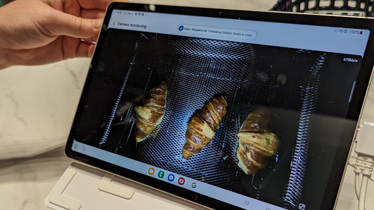 Samsung AI Pro Cooking feature on Samsung tablet. Picture: Lauren Chaplin/news.com.au