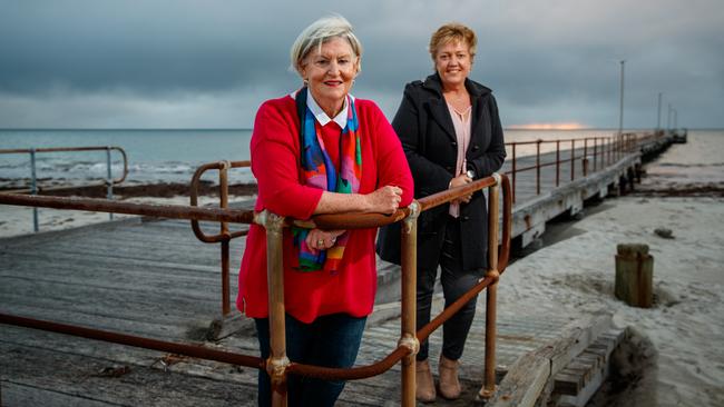 Kingston District Council mayor Kay Rasheed with chief executive Nat Traeger at the Kingston Jetty. Picture: Matt Turner