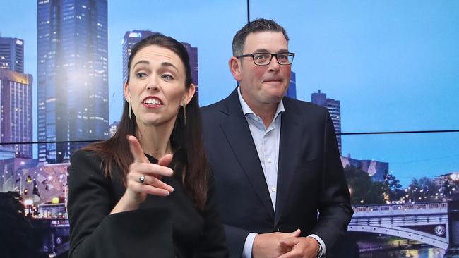 New Zealand Prime Minister Jacinda Ardern appears with Victorian Premier Daniel Andrews in Melbourne today. Picture: Getty Images