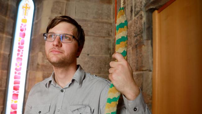 Australian and New Zealand Association of Bellringers’ Thomas Perrins at St Patrick’s Parramatta. Picture: Angelo Velardo