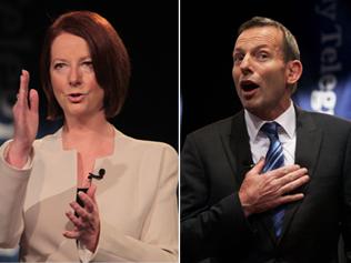 Australia's political leaders Julia Gillard and Tony Abbott.