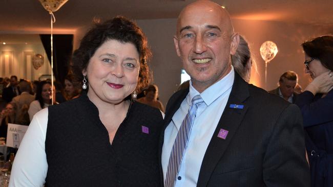 Lesley Podesta and Walter Mikac at Brighton Rotary's #StopTheBullying luncheon last year. Picture: Fiona Byrne