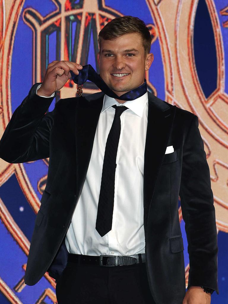 Wines after making history by winning the Brownlow. Picture: Michael Klein