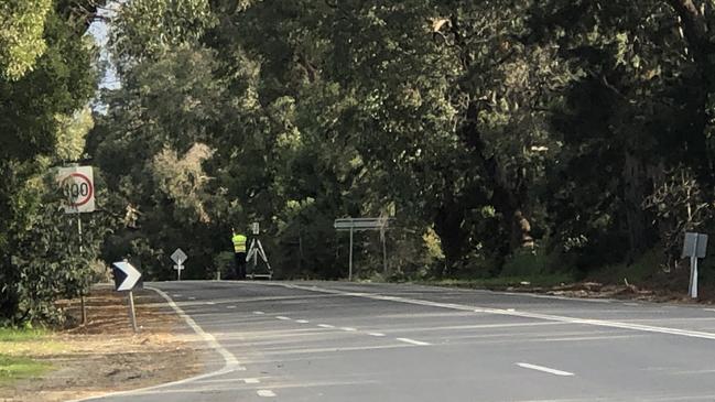 Investigators at the scene of a fatal accident on Frankston-Flinders Rd. Picture: Sophie Welsh