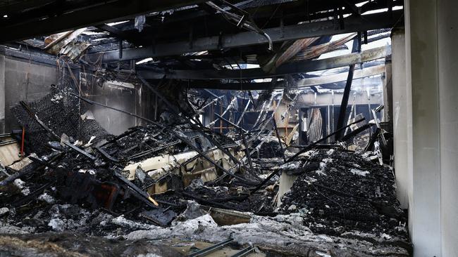 The scene of a large house fire which destroyed a residence on Johnston Street, Stratford, early Monday morning. Picture: Brendan Radke