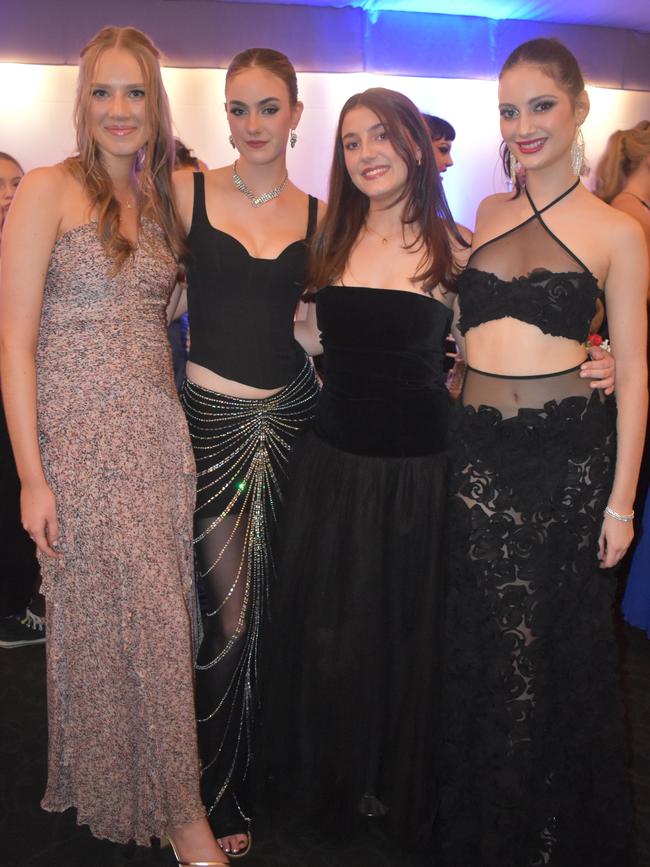 Lucinda Davidson, Amelia Garvey, Asha Metcalfe and Hayley Turner at Queensland Academies Creative Industries formal.