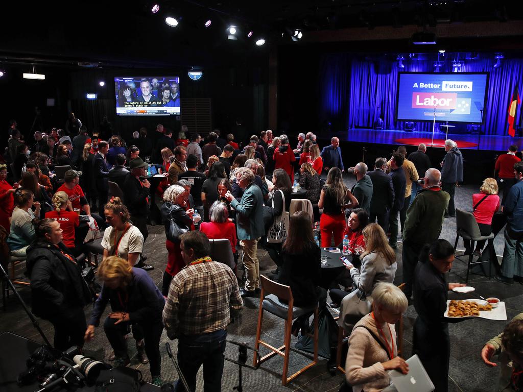 Labor’s Election Night function starting to fill up with people at the Canterbury Hurlstone Park RSL. Picture: Sam Ruttyn