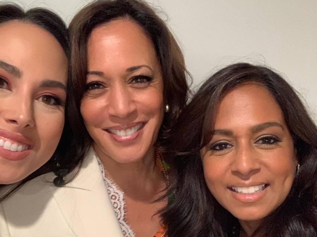 Kamala Harris with sister Maya and her daughter, Meena. Picture: Supplied