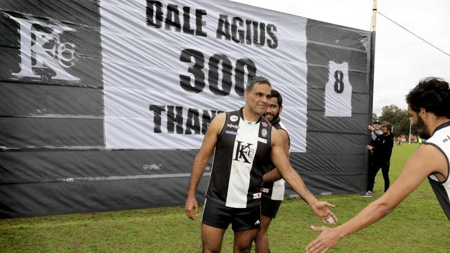 Kilburn Football Club veteran Dale Agius notched up his 300th game for the Chics on Saturday. Picture: AAP/Dean Martin