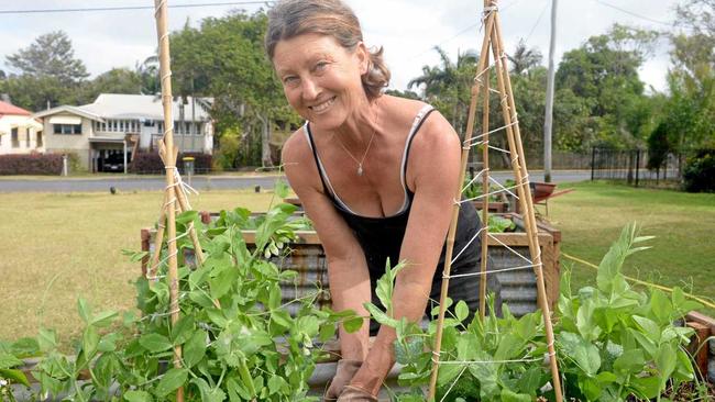 Kirsten Muir is grateful to local businesses who donate seeds, plants and other gardening products to the community garden on Ross St. Picture: Jann Houley