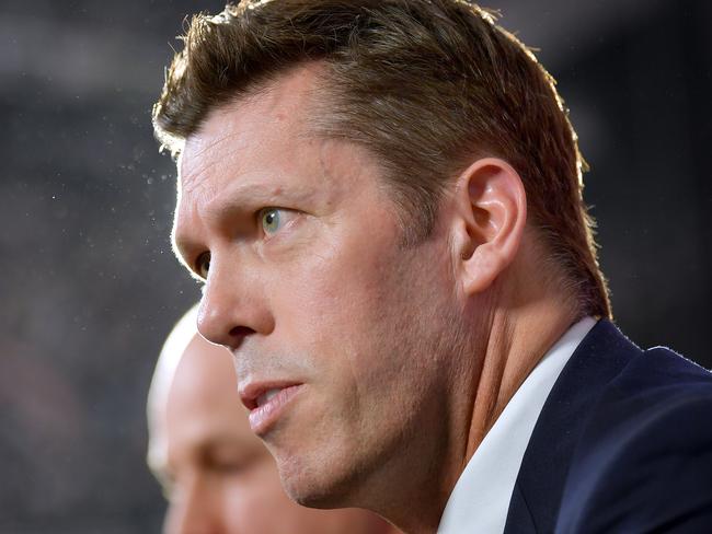 DELAIDE, AUSTRALIA - OCTOBER 15: Adelaide Crows CEO Andrew Fagan speak to the media during an Adelaide Crows AFL press conference at Wests Lakes on October 15, 2019 in Adelaide, Australia. The Crows today announced Matthew Nicks as their head coach for the next three years. (Photo by Mark Brake/Getty Images)