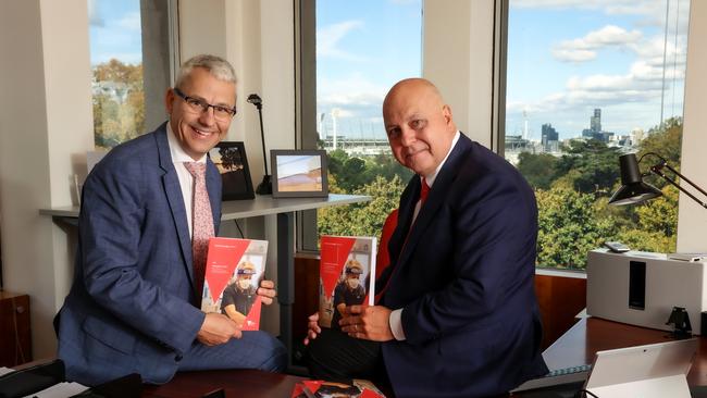 Victorian Assistant Treasurer Danny Pearson (left), and Treasurer Tim Pallas.Picture : NCA NewsWire / Ian Currie