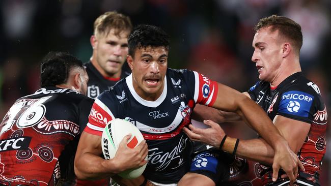 Suaalii hasn’t yet played Origin, or in a grand final, but he’ll be earning a premium contract in rugby union. Picture: Getty