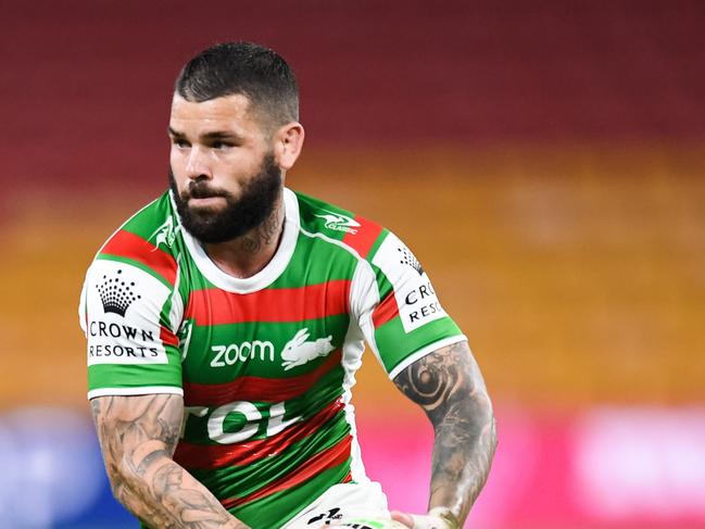 BRISBANE, AUSTRALIA - AUGUST 01: In this handout image provided by NRL Photos Adam Reynolds of the Rabbitohs in action during the round 20 NRL match between the St George Illawarra Dragons and the South Sydney Rabbitohs at Browne Park, on August 01, 2021, in Brisbane, Australia. (Photo by Handout/NRL Photos via Getty Images )