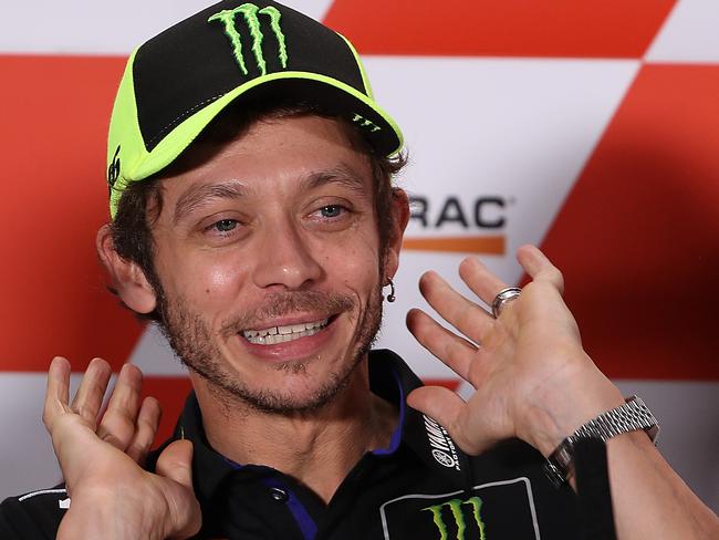 PHILLIP ISLAND, AUSTRALIA - OCTOBER 24: Valentino Rossi of Italy and rider of the #46 Yamaha Factory Racing Yamaha is seen during a press conference ahead of the 2019 MotoGP of Australia at Phillip Island Grand Prix Circuit on October 24, 2019 in Phillip Island, Australia. (Photo by Robert Cianflone/Getty Images)