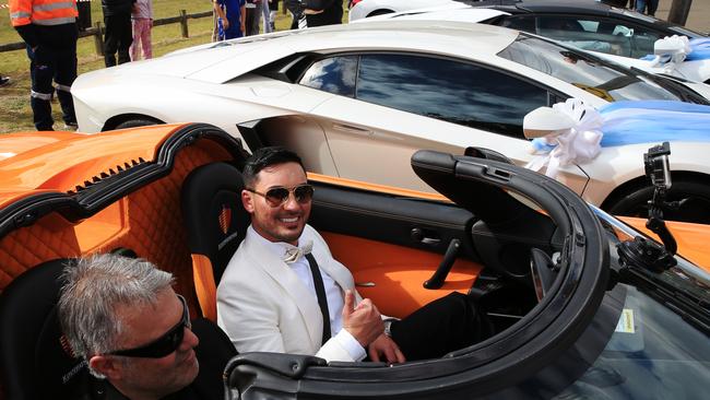 Auburn deputy mayor Salim Mehajer sitting in one of his wedding sports cars. Picture: Toby Zerna