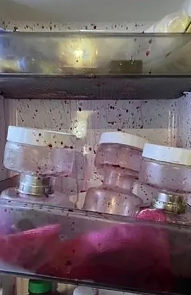 Sally Asplin posted an image of an exploded Anko Glass Flip Pickle Jar in her fridge, which she had been storing beetroot in. Picture: Facebook