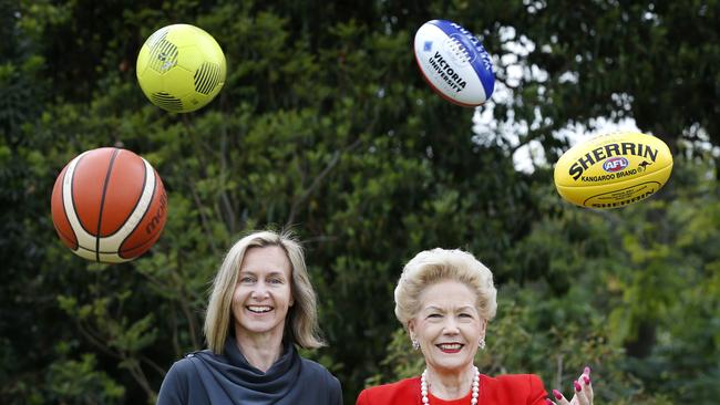 Susan Alberti (right), is donating $1 million to Victoria University to set up a women's sport research school. Prof. Clare Hanlon (left) will chair the school. Picture: David Caird