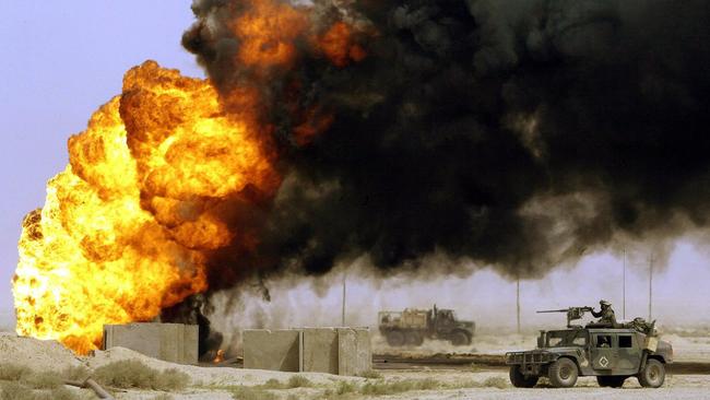 Oilfields in the Middle East were burning two decades ago amid war in Iraq. Picture: AFP