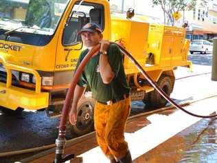 Rural Fire helping with cleanup in Mary St. . Picture: Renee Pilcher