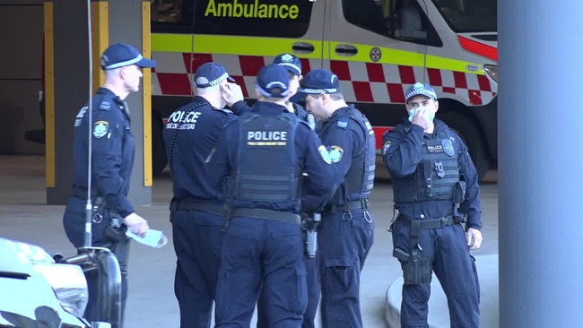 Police officers outside St George Hospital today. Picture: TNV ,