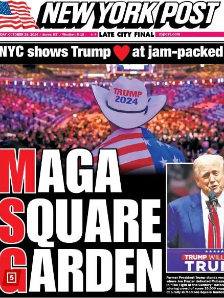 The front page of the New York Post