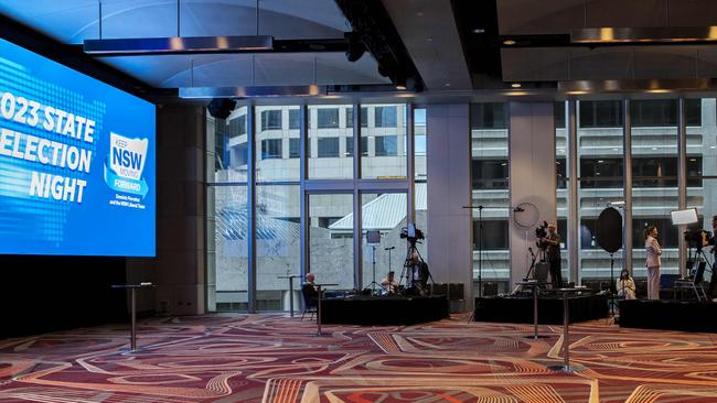 SYDNEY, AUSTRALIA, NCA Newswire, Saturday, 25 March 2023.Liberals Election Evening, empty ballroom at the Hilton Hotel Sydney.Picture: NCA Newswire/ Monique Harmer