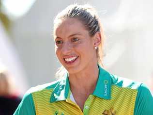 Popular netballer Laura Geitz announces her retirement from the Australian Diamonds at the State Age Championships in Ipswich. Picture: Peter Wallis