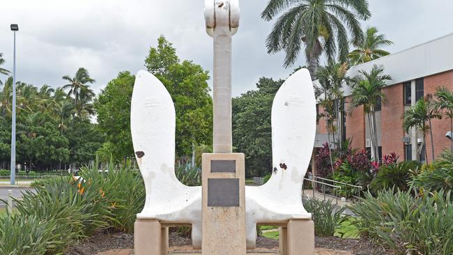 A memorial to the USS Coral Sea on Townsville's Sir Leslie Theiss Drive.