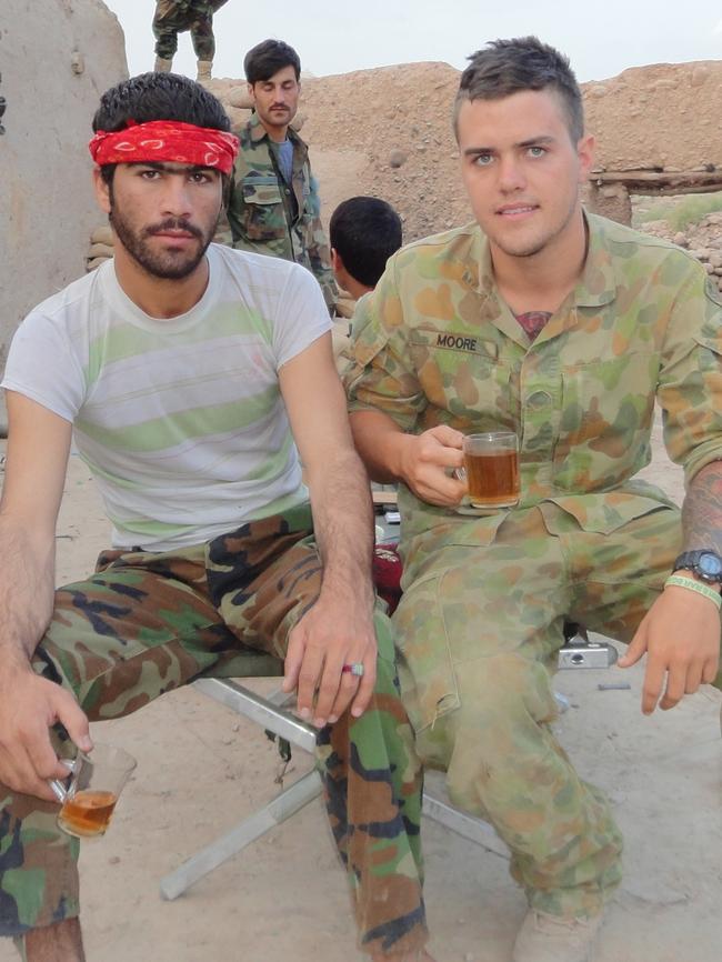 Brodie Moore (right) pictured with an Afghan National Army soldier (left). Picture: Supplied