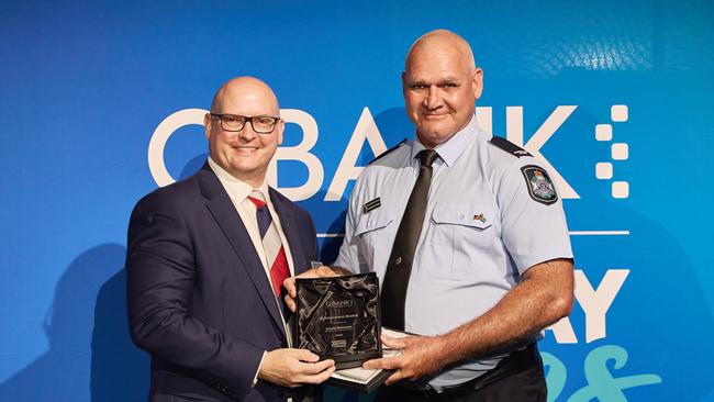 Constable Laurie Bateman of Palm Island Police said he was “humbled” to be awarded a QBANK Everyday Heroes Award in Brisbane on Friday. Picture: Supplied