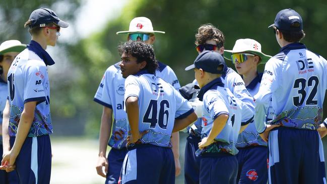 Sairam Patil (centre) celebrating a wicket for Newcastle City. Picture: Michael Gorton