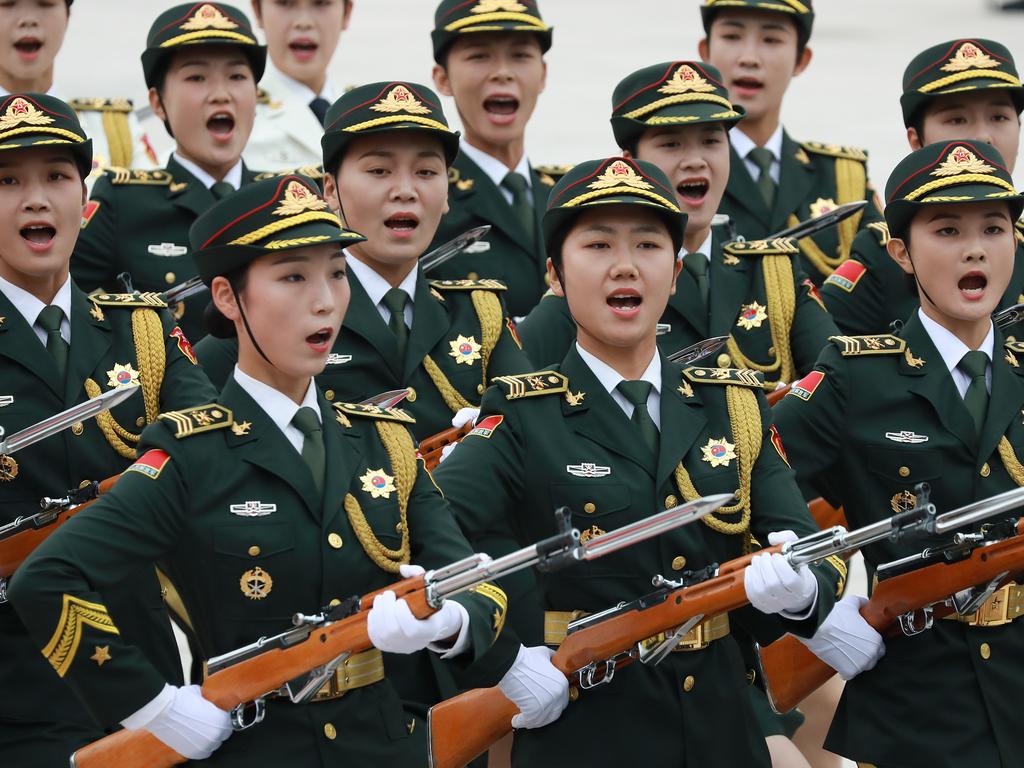 Female soldiers of the Guard of Honour of the People's Liberation Army. Picture: Getty