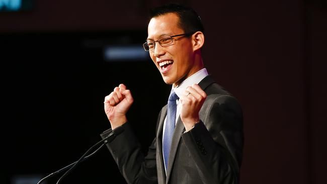 Mathematics star Eddie Woo gave a rousing Australia Day address on Tuesday. Picture: Dylan Robinson