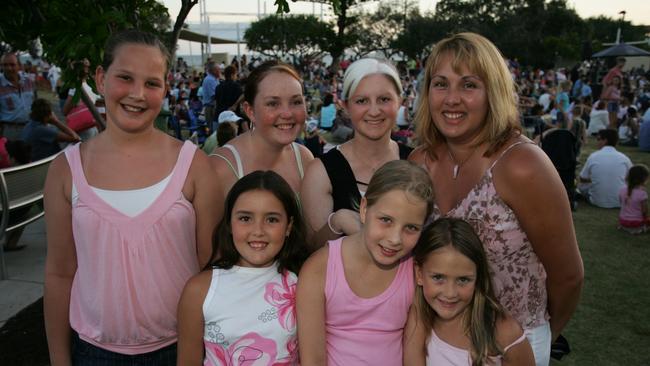 Emily Perry, Lianie Scells, Megan Borg, Donna Scells, Mikayla Scells, Sophie Perry and Georgia Scells celebrate New Year’s Eve in 2007. Picture: Anthony Reginato