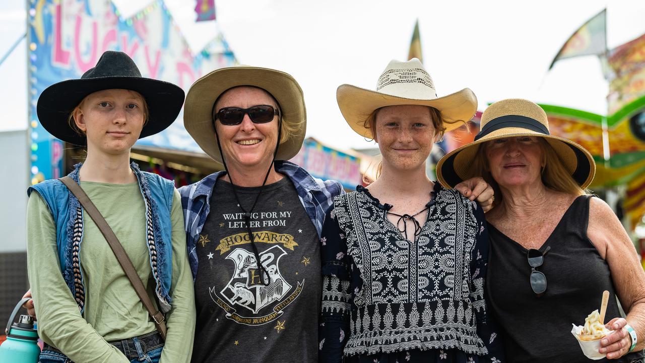 Hannah, Emmy and Grace Reeve with Nan Astrid Weiding at the savannah in the Round on Friday. Picture: Emily Barker.