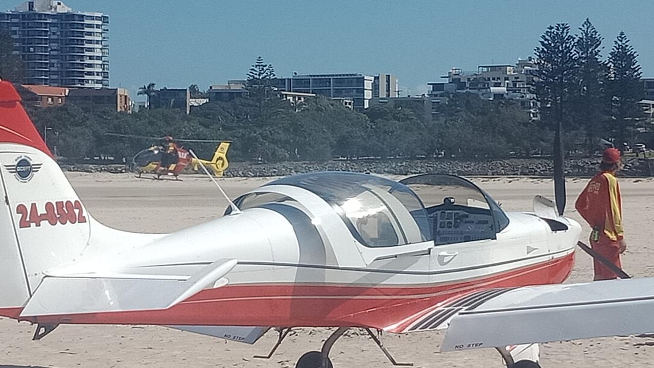 There were no injuries to any of the plane’s occupants after the pilot was forced to make an emergency landing at Bulcock Beach on the Sunshine Coast. Picture: Facebook.