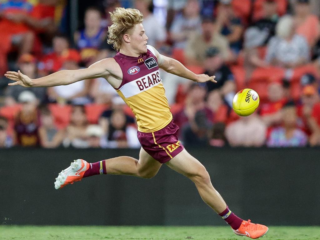 Levi Ashcroft wasted no time making his mark for the Lions. Picture: AFL Photos via Getty Images