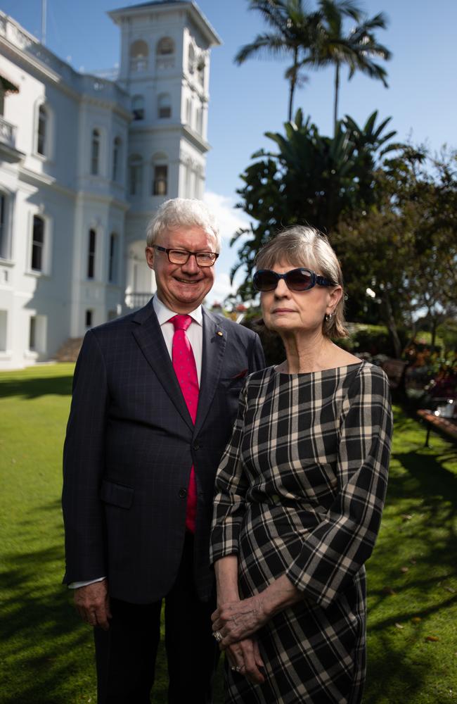 Queensland Governor Paul de Jersey and wife Kaye at Government House. Picture: David Kelly