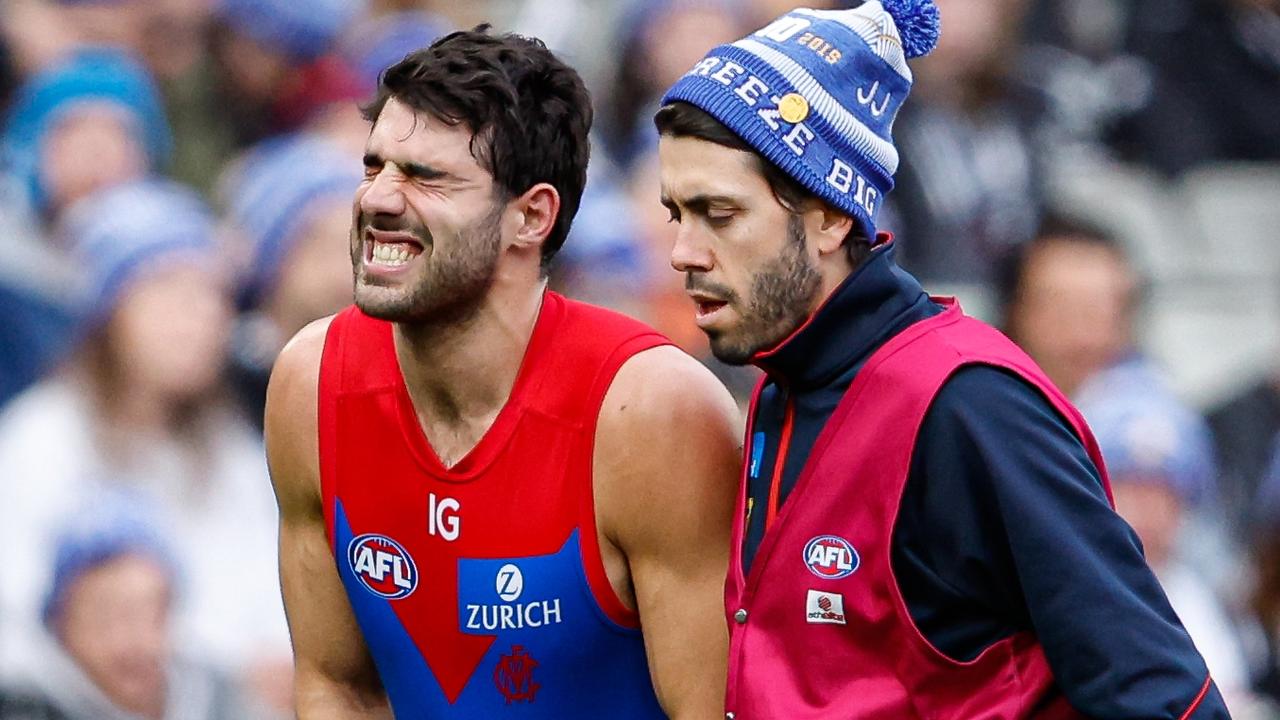 Christian Petracca of the Demons leaves the field. (Photo by Dylan Burns/AFL Photos via Getty Images.