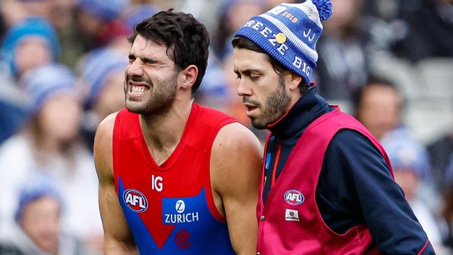 Christian Petracca of the Demons leaves the field. (Photo by Dylan Burns/AFL Photos via Getty Images.