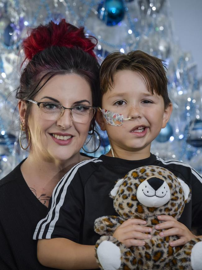 Sammy Scully with his mum, Alison Harrison. Picture: Roy VanDerVegt