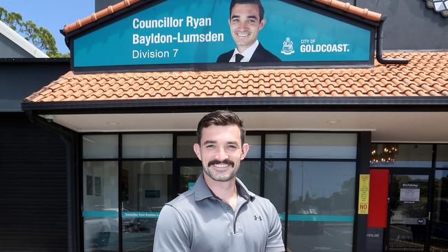 Councillor Ryan Bayldon-Lumsden outside his office in January this year. Picture by Richard Gosling.